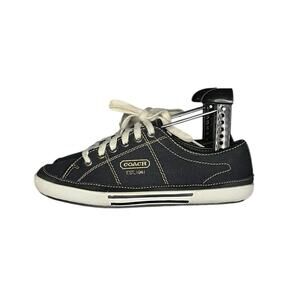 Womens Coach Elen Classic Canvas Lace Up Sneakers Size 6.5 Black White